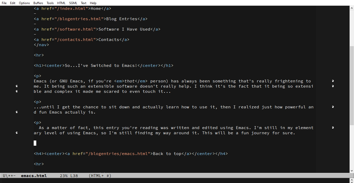 This page's source code in Emacs